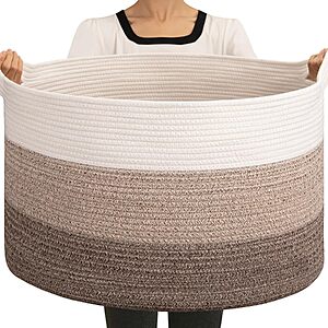 90L Oiahomy Cotton Rope Blanket Storage Basket (Gradient Brown) $14.99 + Free Shipping w/ Prime or on $35+