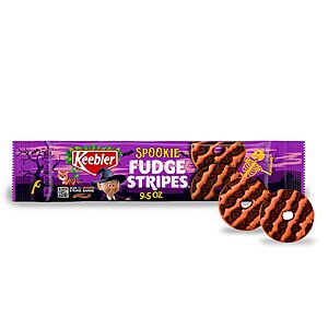 Keebler Spookie Fudge Stripes, Halloween Candy, Chocolatey Vanilla-Flavored Cookies with Orange Stripes, 9.5 oz Pack~$3.40 With S&S @ Amazon