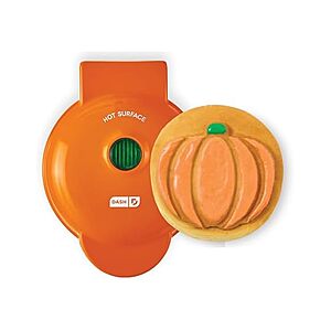 $9 FS PRIME WOOT Halloween Dash Pumpkin Mini Waffle Maker, 4-Inch Nonstick Cooking Surface, Orange