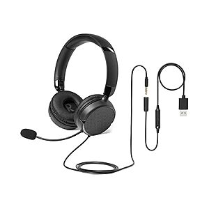 Amazon Basics On-Ear Wired Computer Headset w/ Adjustable Mic $6.99 + Free Shipping w/ Prime or $6 Fee per Order