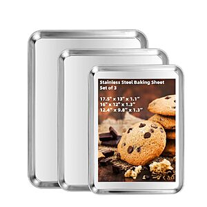 3-Pack Stainless Steel Baking Sheet Set (12"/16"/17.5") $11.99 + Free Shipping w/ Prime or on $35+