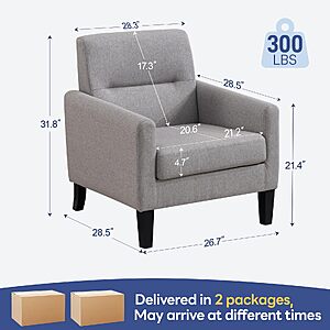 Mid Century Accent Chairs Set of 2, Mid Century Modern Living Room Chairs, Light Grey $161.52