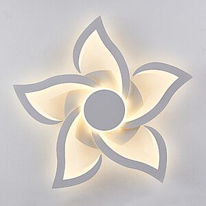HuixuTe 24" Modern Geometric Ceiling Light Fixture, White Dimmable 3 Colors LED Close to Ceiling Light Fixtures with Remote $48.99