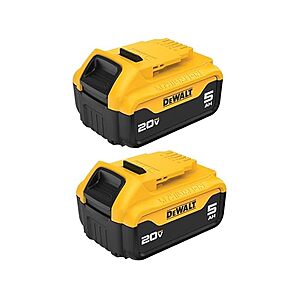 Woot! Extra 20-30% Off Select DeWalt Items: 2-Pack DEWALT DCB205 20V MAX 5 Ah Lithium Ion Battery $95.99 & More + Free Shipping w/ Prime