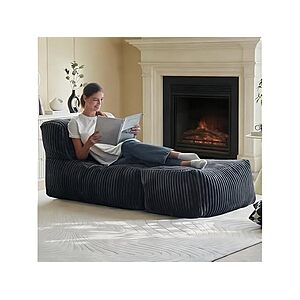69" x 32" x 14" Giant Corduroy Bean Bag Chair w/ Ottoman (Grey) $55.99 + Free Shipping w/ Prime