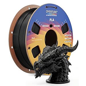 [SnS] $11.95* | OVERTURE High Speed PLA Filament 1.75mm 3D Printer Filament,1kg Black at Amazon