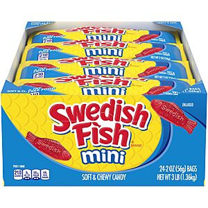 SWEDISH FISH Mini Soft & Chewy Candy, Halloween Candy, 24 - 2 oz Bags $14.56