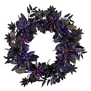 National Tree Company, 24inch Artificial Scare in The Air Halloween Wreath, 30 Purple LED Lights $49.44