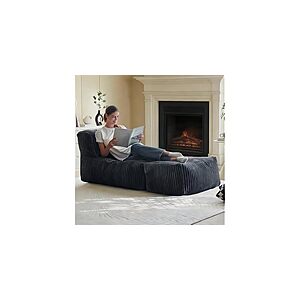 Ayovoch Giant Corduroy Bean Bag Chair w/ Ottoman (Grey) $55.99 + Free Shipping w/ Prime or $6 Fee per Order