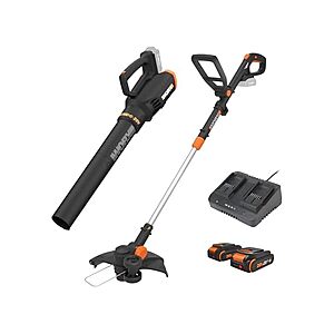 $112: Worx 20V 12" Cordless String Trimmer & 360 CFM Leaf Blower Combo, 2 Batteries & Charger Included, WG930.2 at Woot!
