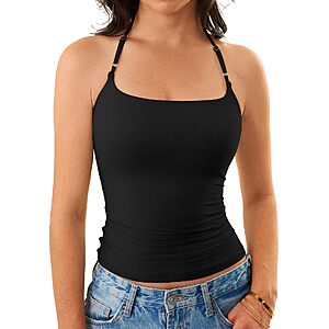 Women’s Halter Tank Top $5.99 – Double-Lined Backless Y2K Slim Fit Crop Top