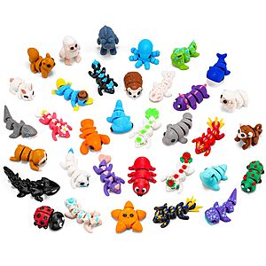 VZZNN 34-Pack Mini 3D Printed Animals $7.99