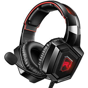 $16.88 FS Walmart+ by GVDV RUNMUS K8 Gaming Headset for Switch, Xbox One, PS4 Headset with Surround Sound, Over Ear Headphones with Noise Canceling Mic and RGB Light,