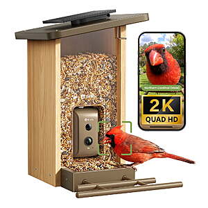 Birdfy Smart Bird Feeder with Camera, Upgraded with Anti-Squirrel Metal Armor, 2K Camera Bird Feeder Outdoor with Solar Panel $89.99 AC + Free Shipping