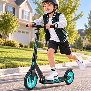 UPGO Kick Scooter for Kids Ages 6-12 & Teens, Foldable Scooter with 8-Inch PU Wheels, Front Suspension, 4-Level Adjustable Handlebar, 240 lb Capacity $59.99