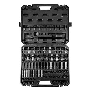 VEVOR 3/8" Drive Impact Socket Set, SAE 1/4"-3/4" and Metric 6-19mm 90 Piece Socket Set $71.19