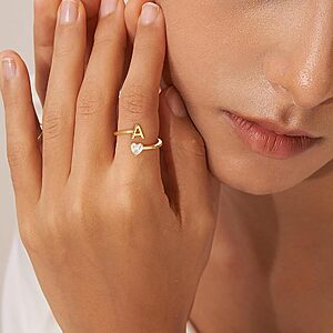 Amazon – Fezodo Gold Initial Ring - $3.99 w/ Code