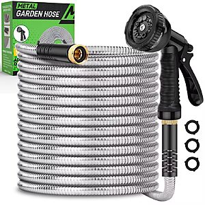 Amazon – Kebose 50-Ft Stainless Steel Garden Hose w/ 10-Function Nozzle - $17.09 w/ Code