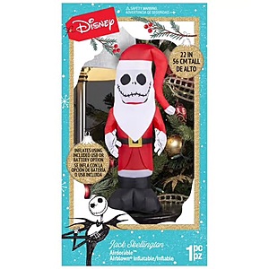 Gemmy Airdorable Disney LED Multicolored Jack Skellington Santa Inflatable 22 in. $2.99