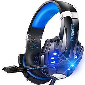 $19.96 AMZON BENGOO G9000 Stereo Gaming Headset for PS4 PC Xbox One PS5 Controller, Noise Cancelling Over Ear Headphones with Mic, LED Light, 7.1 Surround Sound