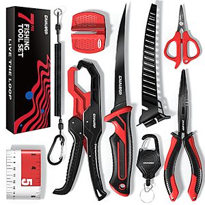 Gaialoop Fishing Tool Kit, 7-Piece Fillet Knife, Pliers, Scissors & Gripper Ruler $14.98 @Amazon