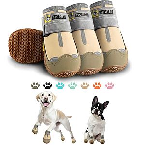 Hcpet Dog Shoes for Dogs Anti-Slip Dog Boots & Paw Protectors 4 Pack (Khaki, Size 1) $16.44 + Free Shipping