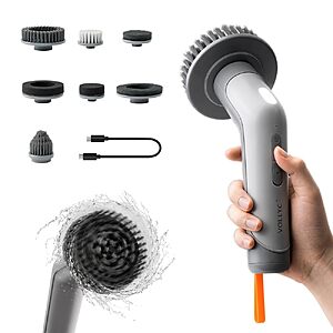 VOLLYC Cordless Electric Spin Scrubber, IPX8 Waterproof, 7 Brush Heads $28.49