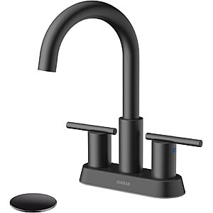 Matte Black Bathroom Faucet, 4 Inch Center-set 2 Handle Sink Faucet $17.99 AC + Free Shipping