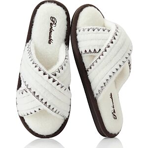 Parlovable Memory Foam Fuzzy Slippers for Women Cozy Open Toe Shoes Indoor $9.59