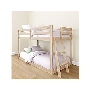 Grain & Grove Bear Twin Over Twin Low Bunk Bed w/ Ladder, Guardrail & Slats (Natural Oak) $159.99 + Free Shipping w/ Prime