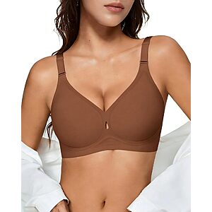 Avidlove Wireless Bras for Women Seamless Padded Bra Full Coverage No Wire Bras Comfortable Everyday Bra No Underwire Coffee $9.99