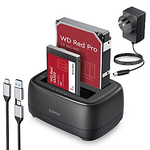 ORICO USB Type C to SATA 2 Bay Hard Drive Docking Station $23.99