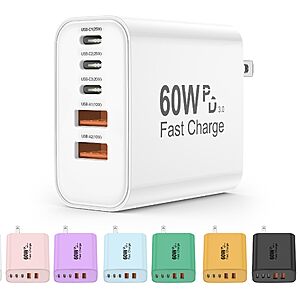 60W USB C Charger Block, Versatile iPhone Charger, White (1 Pack) $8.99