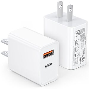[2 Pack] 20W USB C Charger Block Fast Charging Dual Ports Adapter $5.99