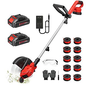 Amazon - ALSO GO 21V Electric Weed Wacker with 2x2.5Ah Battery Powered Weed Eater -  $34.99