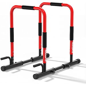 SolidFit Adjustable Dip Bar Station w/ 420-Lb Capacity & Foam Handles (Red) $29.99 + Free Shipping w/ Prime or on $35+