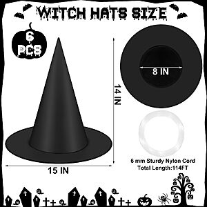 6Pcs Halloween Witch Hats Decorations $5.98
