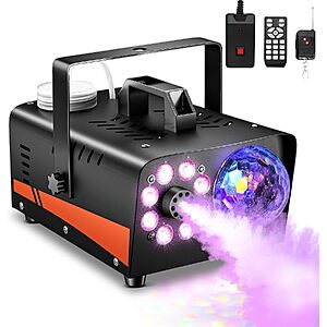 Dashsafe 800W Fog Machine, 4500CFM for Halloween, Disco Light & Remote $55.97