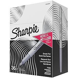 [SnS] $21.84 | 36-Count Sharpie Metallic Permanent Markers, Fine Point, Metallic Silver at Amazon