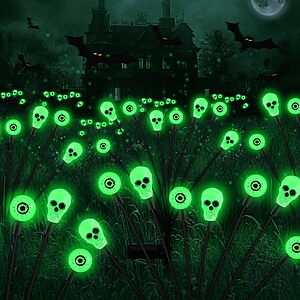 FENSAN Solar Lights Outdoor,Halloween Decorations Outdoor, Scary Eyeball Lights,4PACKS 32LED,IP65 Waterproof,Halloween Decor for Garden/Yard/Patio/Lawn/Pathway(Green) $9.98