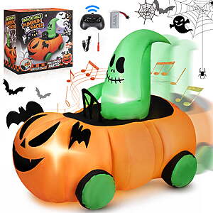 Firstness Halloween Inflatable Pumpkin Ghost 2.4GHz RC Car, 3 Music and LED Lights, 360° Rotation (Aged 3+) $34.99