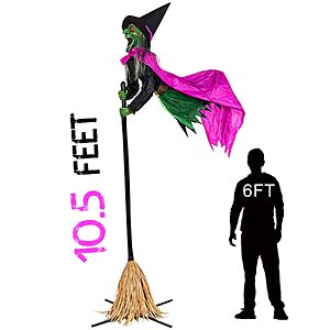 Halloween Decorations Outdoor – 10.5FT Animated Hovering Witch Animatronics with Sound & Footpad Activation – Spooky Flying Witch on Broom Decor for Home Garden Yard Lawn $79.99