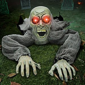 JOYIN Zombie Halloween Decoration Outdoor Groundbreaker Scary Halloween Graveyard Decor with Sound and Flashing Eyes for Yard Garden, Outside Lawn Haunted House Prop $19.79