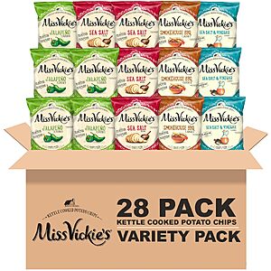 Miss Vickie's Kettle Cooked Potato Chips, Variety Pack, 1.375 Ounce (Pack of 28)~$17.57 With S&S @ Amazon