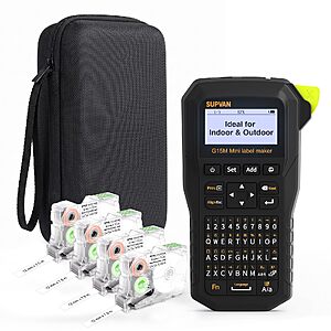 SUPVAN G15M Mini Portable Label Maker with 4 Tapes & Carrying Case $69.99