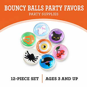 $1.97 FS WALMART+ or Pick up Bouncy Balls Party Favors, Multicolor, 12 Count, Halloween by Way To Celebrate
