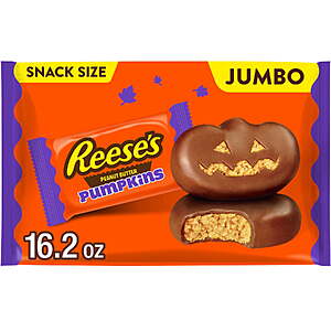 REESE'S Milk Chocolate Snack Size Peanut Butter Pumpkins, Halloween Candy Jumbo Bag, 16.2 oz~$7.97 @ Walmart~Free Pickup Or Delivery With Walmart+