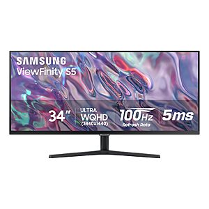 SAMSUNG 34" ViewFinity S50GC Series Ultra-WQHD Monitor, 100Hz, 5ms (LS34C502GANXZA) $209.99