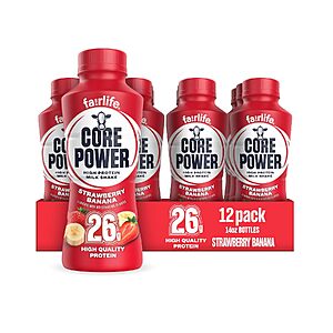 12-Pack 14-Oz Core Power Fairlife 26g Protein Milk Shake (Strawberry Banana) $30.74 w/ S&S + Free Shipping w/ Prime or on $35+