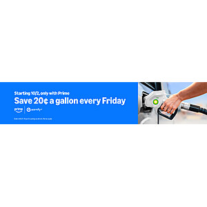 Amazon Prime via Earnify 20cents off per gallon every FRIDAY from 10/2 to 1/9/27 at BP/AMOCO and more